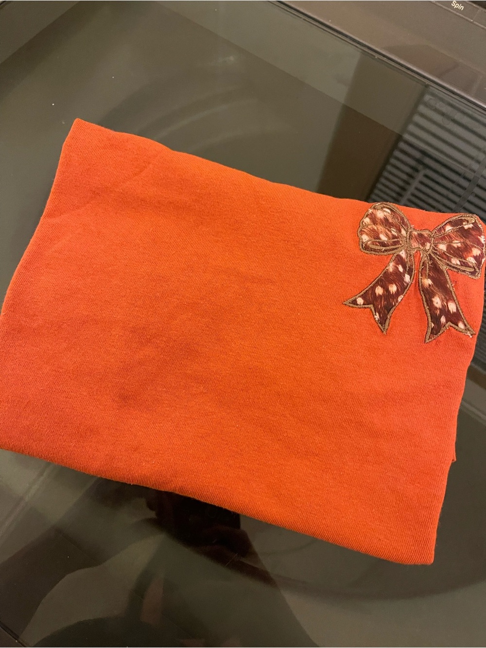 Gildan Orange Short Sleeve Tee with Bow Detail
